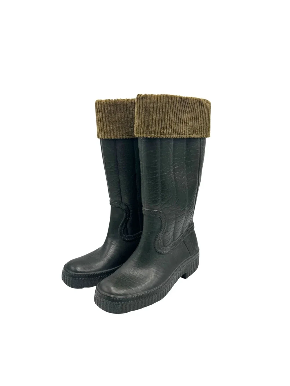 Dark Green Aigle Boots with Fuzzy Interior, Size 37 (EU)